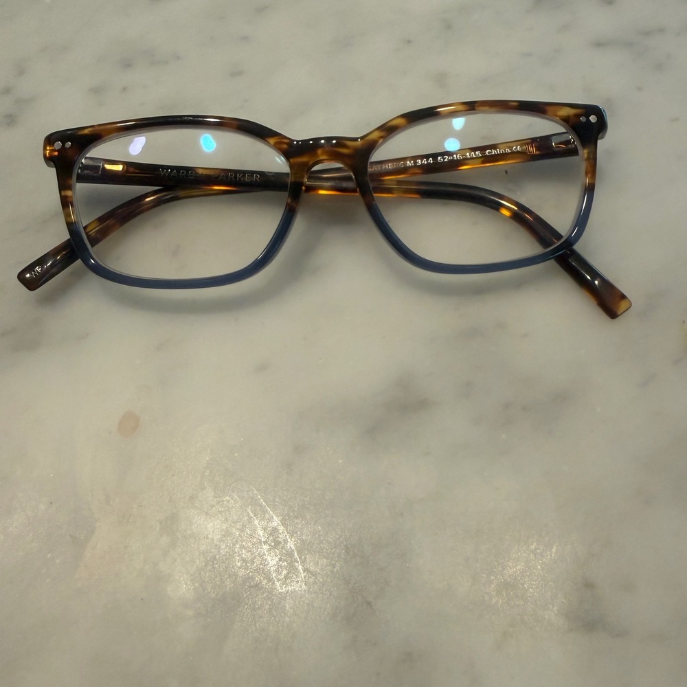 Warby Parker Weathers M 344 Tortoise Blue Ombre Rectangular Glasses 52-16-145